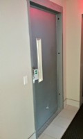 door of commercial platform lift installed in hositway in Cicero by Lifeway Chicago